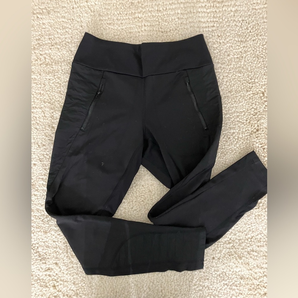 Athleta black fleece leggings peak hybrid